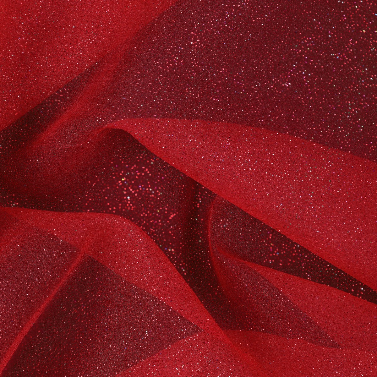 Tessuto Organza Glitter - Rosso Glitter Rosso 