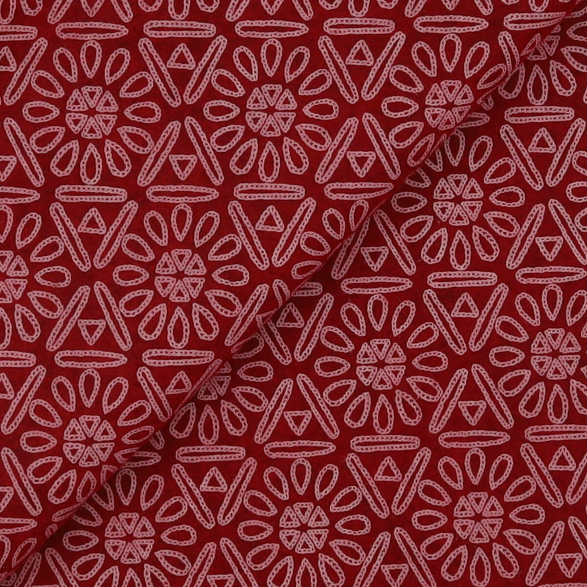 Pannolenci Stampato Fantasia Azteco Fogli - 30x45cm - Rosso India Melange 